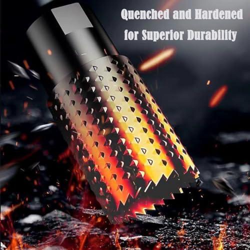 4PCS Rotary Burrs Set for 4-1/2", 5" & 6" Angle Grinders, 5/8"-11 Thread Grinder Attachments Wood Carving Drill Bits, Carbide Steel Power Carving Tools for Drilling, Hollowing, Slotting, Polishing
