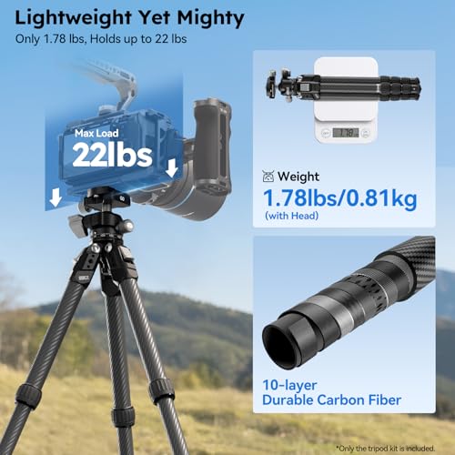 SIRUI AM-224S+G0 Carbon Fiber Mini Tripod, G0 Low Profile Ball Head - style: AM-224S+G0