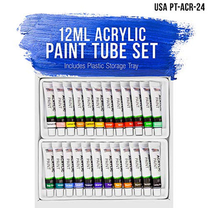 U.S. Art Supply 24 Color Professional Acrylic Paint Set in 12ml Tubes - size: 24 Count (Pack of 1)