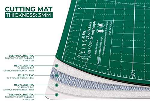 Elan Cutting Mat A0 Green, Extra Large Self Healing Cutting Mat 36 x 48 Inch, 5-Ply Craft Board Green, Hobby Board for Crafts 36x48 Inch - style: 48 x 36"