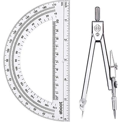 EBOOT Student Geometry Set, 180 Degree Protractor Compass 6",Clear | Swing Arm Protractor Ruler Compass, Geometry Drawing Tools for Measuring Angles, School Classroom Math Supplies - color: Clear