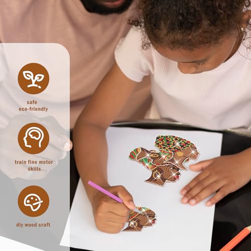 African American Diamond Painting Coasters - 8 PCS Diamond Art Coasters Kits for Drinks Coffee DIY Art Craft Supplies Birthday Holiday for Adult Beginners Black Women Lady - color: African American