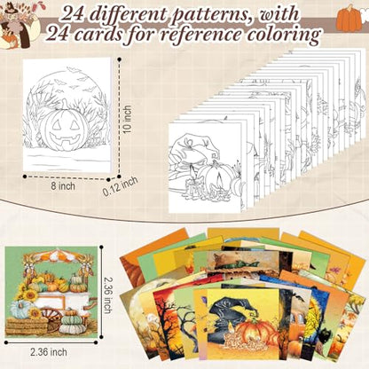 Sherr 24 Pcs Pre Drawn Canvas for Adult, Autumn Halloween, 8 x 10 Inch - size: 8 x 10 Inch, style: Autumn Halloween