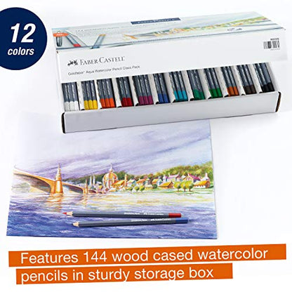 Faber-Castell Creative Studio Goldfaber Water Color Pencil Classpack - 144 Pencils in 12 Colors - size: 144 Count (Pack of 1)
