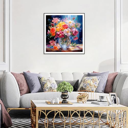 SJUTOUCI Colorful Flower Diamond Art Kit for Adults, Diamond Painting Kit - color: Flower