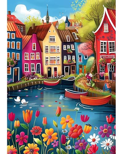 Cottage Diamond Art Kits for Adults, Landscape Diamond Art 12X16 Inch - color: Landscape 08