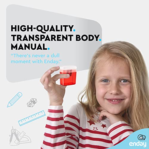 Pencil Sharpener Dual Hole Manual Red, Jumbo Crayon Sharpener with Cover and Bin, Handheld Color Pencil Sharpeners for Large & Standard Pencils, Also Available in Blue, Green, Purple, 1 Pc – By Enday - color: Red