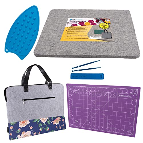 100% New Zealand Wool Pressing Mat for Quilting - Best Portable Wool Ironing Mat for Quilters - Includes Travel Bag, Cutting Matt, Iron Rest & Sewing Accessories & Supplies - 3.5"x17"x0.5" Iron Matt