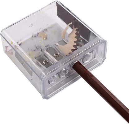 2Pcs Transparent 4 Holes Charcoal Pencil Sharpener,Long Point Carpenter Pencil Sharpener Plastic Artist for Sketching