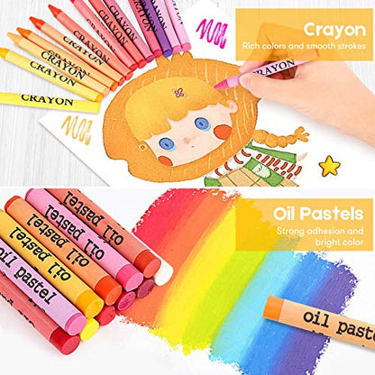 iBayam Art Kit, 251-Pack Art Supplies Drawing Kits, Arts & Crafts Gifts Box | Kids Teen Girls Boys, Travel Carrying Case & Trifold Easel, Scratch Paper, Sketch Pad, Coloring Book, Crayons, Pencils - color: Black