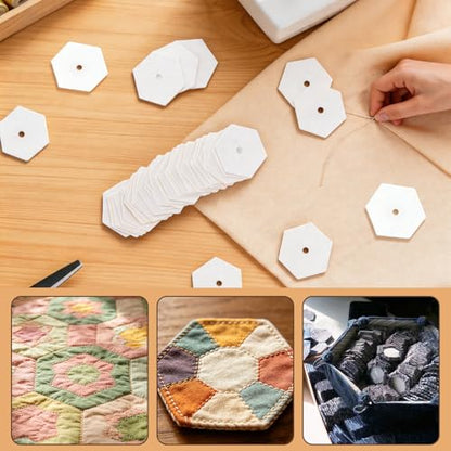 600 PCS Hexagon Piecing Paper Templates, 1.25" White Paper templates, Quilting Templates Accessories for DIY Patchwork Crafts and Sewing Supplies﻿ - size: 1.25 Inch-600pcs Hexagon