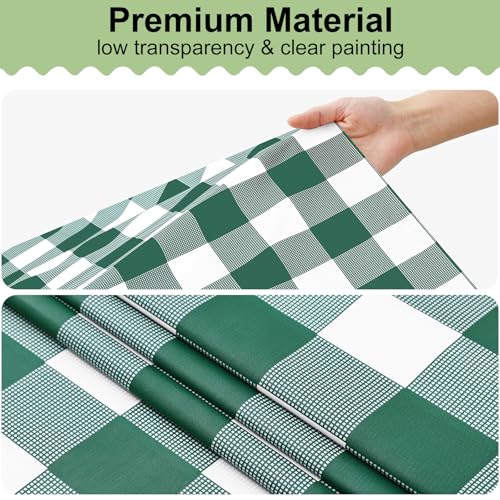 misaya 4 Packs 54 x 78 Inch Buffalo Disposable Table Cloth, Waterproof Plastic Tablecloth, Rectangle Hunter Green and White Checkered Table Covers for Picnic, Birthday, Party, Back to School - color: Hunter Green and White, size: 54" X 78"
