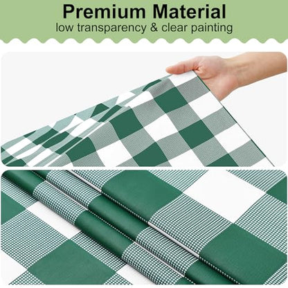 misaya 4 Packs 54 x 78 Inch Buffalo Disposable Table Cloth, Waterproof Plastic Tablecloth, Rectangle Hunter Green and White Checkered Table Covers for Picnic, Birthday, Party, Back to School - color: Hunter Green and White, size: 54" X 78"