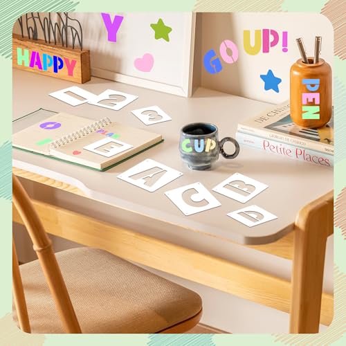 80Pcs Letter Stencils Reusable Alphabet and Number Stencil,2Inch&3Inch | Small Stencil Letters for Crafts,Letter Drawing Stencils,on Wall,DIY Art Project,Rock,Fabric,Chalkboard - size: 2Inch&3Inch