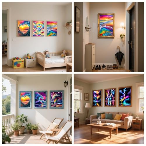 GREENCRUISE 12 Pack Diamond Painting Kits for Adults, 5D Diamond Art Kits for Beginners, DIY Full Drill Paint with Diamond, Home Wall Decor 12 x 16 Inch TYPE3 - color: TYPE3