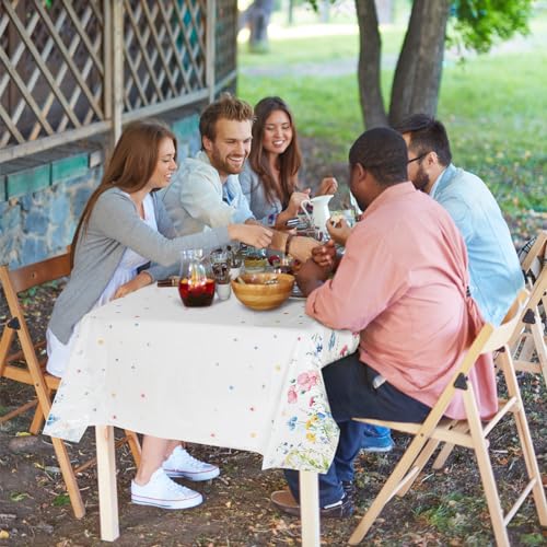 6 Pcs Summer Floral Tablecloth Butterfly Wildflower Plastic Disposable Tablecloth Rectangle Flower Table Cover for Summer Picnic Dining Birthday Tea Party Decorations (54 x 108 Inch) - size: 54 x 108 Inch