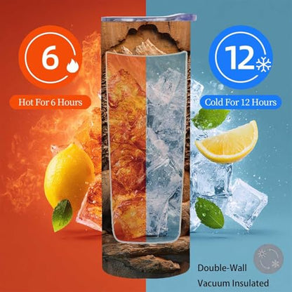 Firmiso 20 oz Tumbler｜Skinny Insulated Travel Mug｜Bear Family Mountain Forest Stainless Steel Cup with Lid and Telescopic Straw｜Rustic Wildlife Drinkware｜Outdoor Gift Idea for Men - color: Bear Family