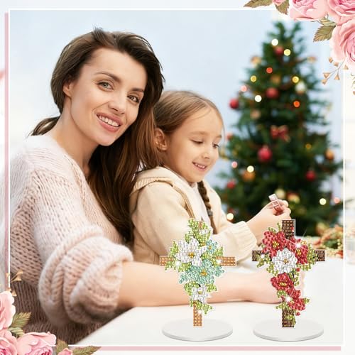 Kosiz 9 Pcs Cross Diamond Painting Tabletop Decorations Christian Gift Religious Diamond Art Kits for Adults Double Sided Acrylic Christian Centerpiece for Table Decor DIY Crafts Religious Party Decor - style: Cross