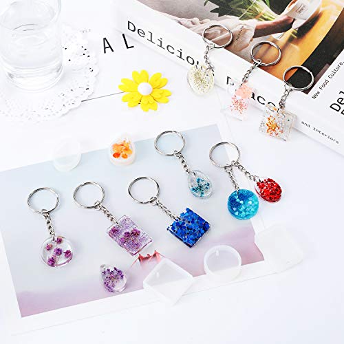 WILLBOND 67 Pieces Resin Keychain Molds Silicone with Hole, 5 Shapes
