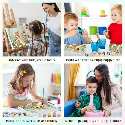 Aestalrcus Paint by Numbers Kit for Kids with Frame, Deer, 8x8 inch - color: style-1