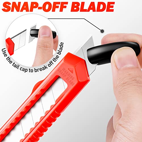DIYSELF 30 Pack Box Cutter Retractable, 18mm Utility Knife, Snap-Off Blade - color: Red, size: 30 Pack