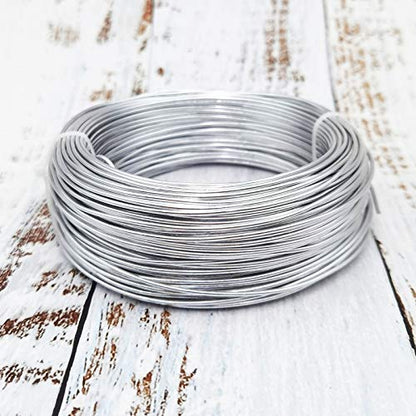 INSPIRELLE 12 Gauge Silver Aluminum Craft Wire Bendable Metal Wire | 98 Feet for Jewelry Craft Making - color: Silver, size: 12 Guage (2.0mm)
