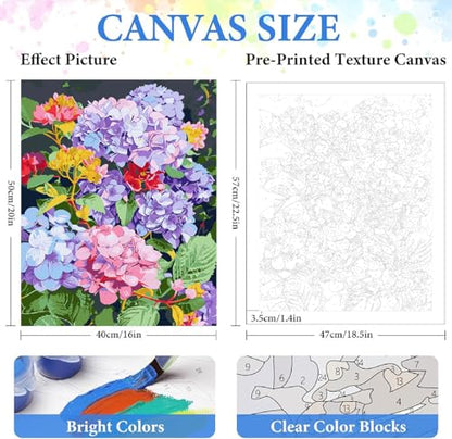 ZRIZQ Paint by Numbers Kit for Adults Beginners,Floral DIY Painting Set,Relaxing Creative Craft Activity,16x20 Inch-Flowers 17 - color: 16"X20"Rolled Canvas(Frameless)-Flowers 17