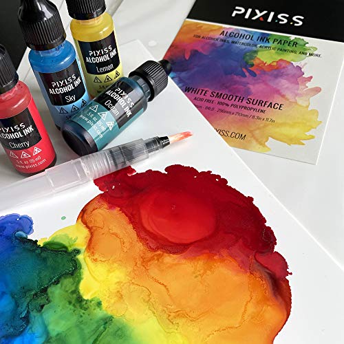 White Alcohol Ink Paper - 25 Sheets Pixiss Heavy Weight Art Paper for Alcohol Ink & Watercolor - Extra Smooth Synthetic Paper A4 8x12 inches, 300gsm - size: 1 Pack | 25 Sheets