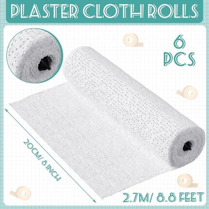 Heentan 6 Rolls Plaster Bandages Strips for Belly Cast Art,8 X 106 Inches | Fast Setting Plaster Gauze for Mask Making, Sculpture Molds, DIY Crafts, Pregnancy Belly Casting, Scenery Art Projects - size: 8 x 106 Inch