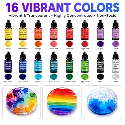 LET'S RESIN 16 Color Concentrated Resin Dye for Epoxy Resin & UV Resin - size: 16 Colors