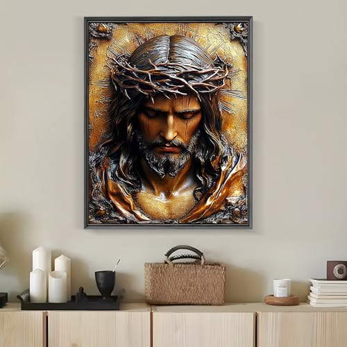 LKHMVCA Jesus Pray Diamond Art Kits for Adults, 5D Diamond Painting Kits for Adults Beginners, DIY Full Round Drill Diamond Dot Painting Gem Art Kits for Adult, Home Wall Decor 11.8x15.7 Inch - color: NZ65