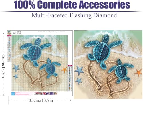 Lophomie Diamond Art Kits for Adults, 5D Sea Turtle Diamond Painting Kits - color: Diamond Art Turtle, size: 13.8x13.8in (35x35cm)