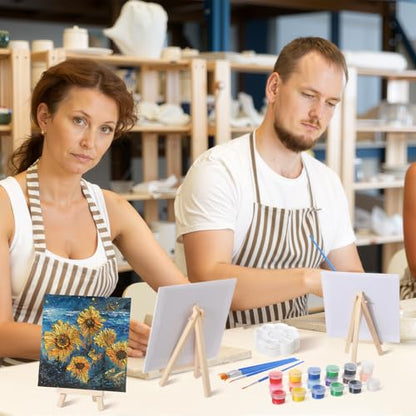 Qilery 36 Set 6 x 6 Inch Mini Canvas Boards with Easel Painting Kit, Acrylic Paints Strips, Brushes, Palette, Oil Art Set for Acrylic Birthday Party Favors - size: 5.9 x 5.9 Inch