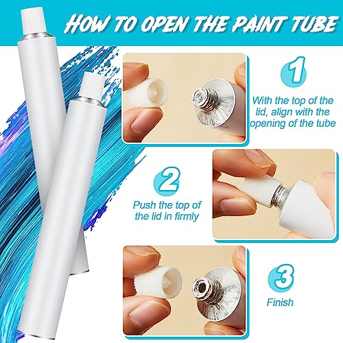 Qeeenar 24 Pcs Empty Aluminum Paint Tubes 20 ml Paint Tubes for Making Paint and Store Remaining Paint Acrylic Oils Watercolor Gouaches, with 2 Sheets Self Adhesive Label