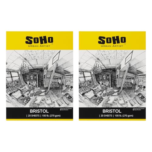 SoHo Urban Artist Bristol Paper Pads - Smooth Bristol Paper Pads for Sketching, Charcoal, Colored Pencils, Inks, & More! - 14x17-2 Pack - size: 14x17" - 2 Pack