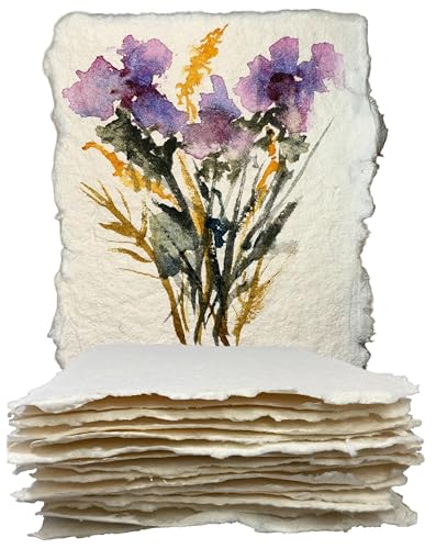 Wanderings Thick Handmade Watercolor Paper with Deckled Edge - 4" x 6" - 500GSM Premium Ivory Cold-Pressed Textured Mixed Media Paper Made with Recycled Cotton - 15 Loose Leaf Sheets - color: Ivory, size: 4x6 inches