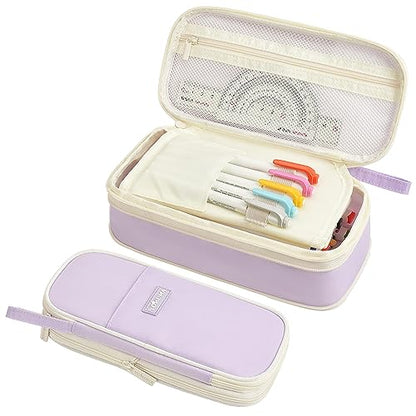 YOKUMA Cute Pencil Case for Girls Big Capacity Pencil Pouch Bag Box,Purple | Expandable,Cute,Durable Zipper,Lightweight,Aesthetic,Back to School Supplies Gift for Kids Students College Adults Preppy - color: Purple