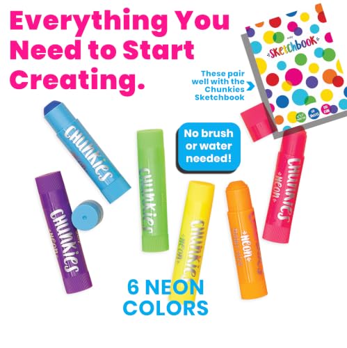 Ooly Chunkies Easy Grip Tempera Paint Sticks for Kids, Set of 6 - Neon - color: Neon