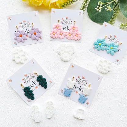 Flower Polymer Clay Cutters Set - 12pcs Rose, Tulip, Daisy, Leaves & Sakura Shapes for DIY Earring Jewelry Making, Soft Clay Crafts, Scrapbooking & Spring Party Favors - color: A color