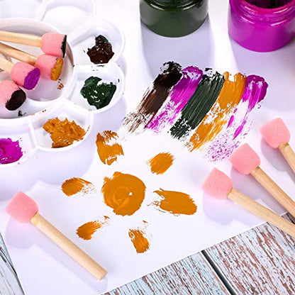 WHQXFDZ 40 Pieces 0.5 inch Round Sponge Foam Brush Set Paint Brush Wooden Handle Foam Brush Sponge Painting Tools for Painting Crafts(0.5inch) - size: 0.5inch