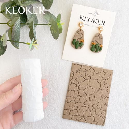 KEOKER Cracked Surface Polymer Clay Roller Texture - Great for Clay Cutters and Texture Sheets - color: Cracked Surface Color