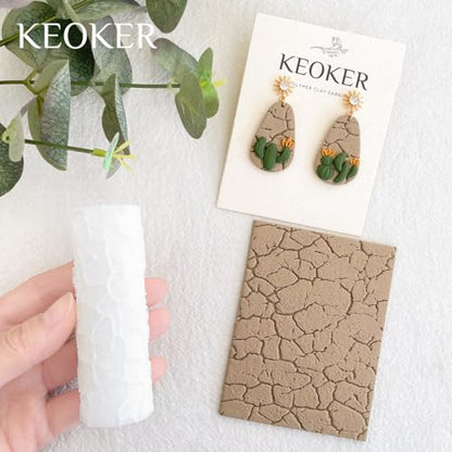 KEOKER Cracked Surface Polymer Clay Roller Texture - Great for Clay Cutters and Texture Sheets - color: Cracked Surface Color