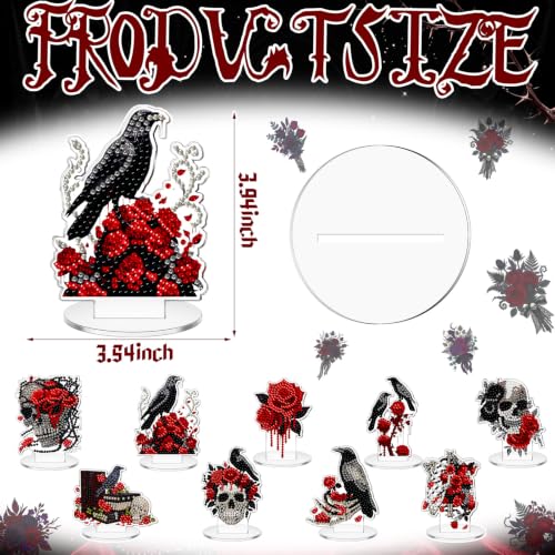 Kosiz 9 Pcs Halloween Diamond Painting Tabletop Decorations for Adults - style: Gothic