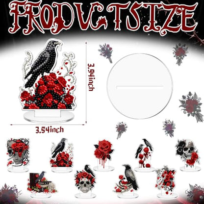 Kosiz 9 Pcs Halloween Diamond Painting Tabletop Decorations for Adults - style: Gothic
