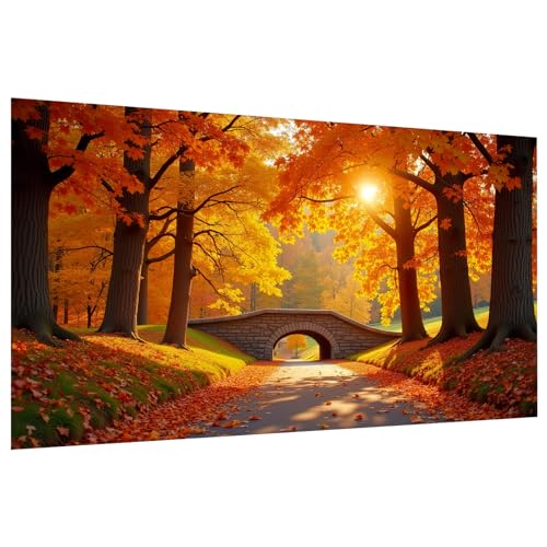 ATDMS Large Diamond Painting Kits for Adults, Autumn Landscape Diamond Art | DIY 5D Full Drill Sunset Diamond Art Painting Kits, Fall Forest Gem Painting Kits for Home Wall Decor, 27.5x15.7 Inch - color: Foresst 032