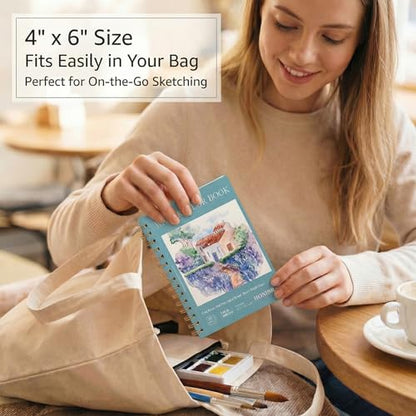 HONIBRA Watercolor Paper Pad 4"×6", 30 Sheets 140lb/300g Cold Press Book - size: 4”×6“