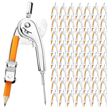 SAYAYA 64 Pieces Compass for Geometry with Pencil, Metal Geometry Drawing Tool Compass for Math Student Classroom School Office Woodworking Art Drawing - color: 64 Pack