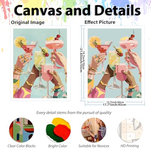 Paint by Numbers Kit for Adults, Adult Paint by Number Kits 16x20 Inch - color: Cocktail