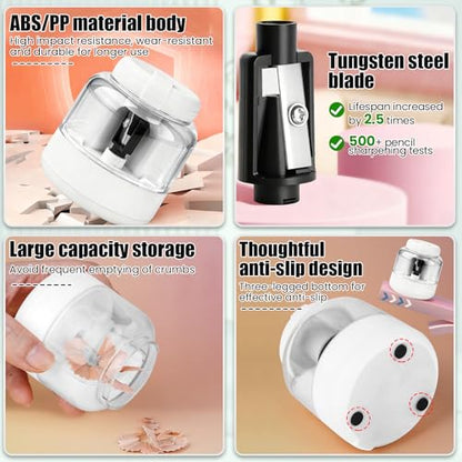 Electric Pencil Sharpener, Rechargeable Automatic Pencil Sharpeners for Kids Rechargeable Portable Small Pen Sharpener for Kids Gift,Can Replacement Blades,for in for 6-8mm Pencils for Home/School