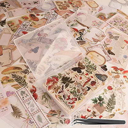 200Pcs Vintage Scrapbook Stickers, Aesthetic Junk Journal Stamping Supplies Kit, Scrapbooking Ephemera Washi Paper for Bullet Journaling Planners Diary Collage - style: Forest